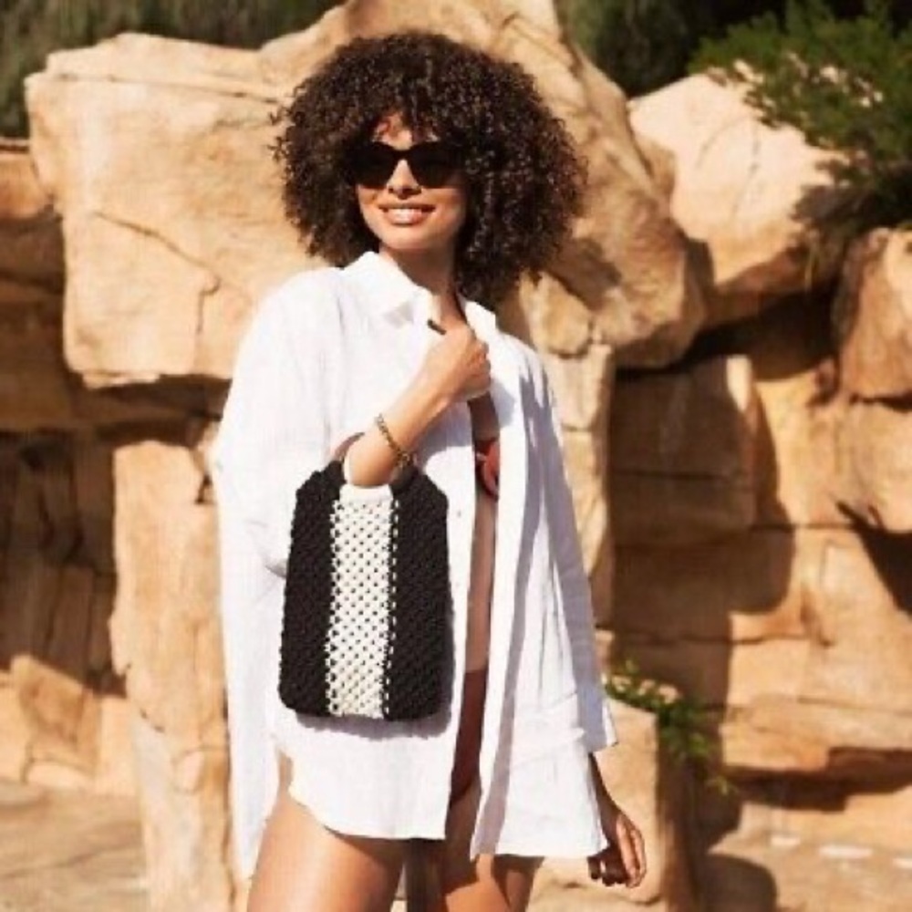 NWT LAUDE THE LABEL x Curateur Rachel Zoe Gabby Mini Macrame Bag | Black